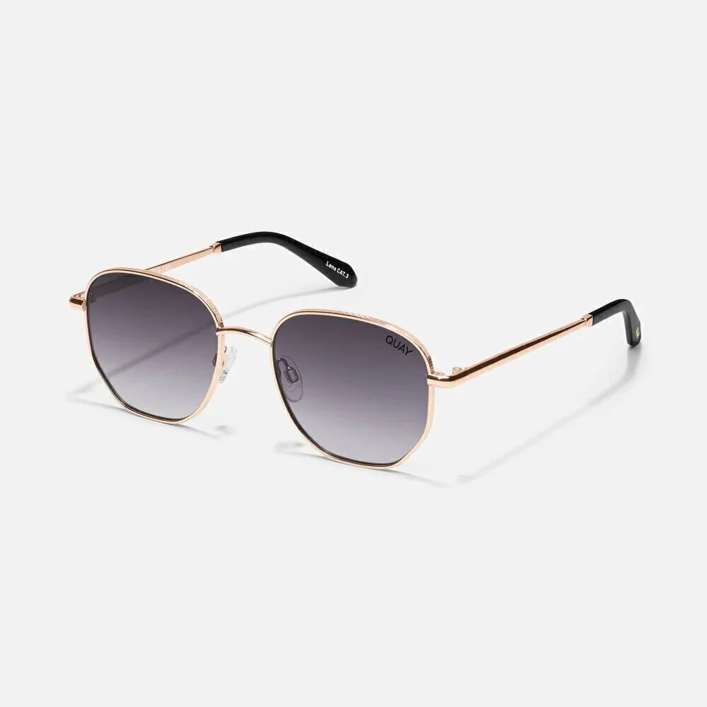 New Quay Australia Unisex Big Time Texture Gold Frame/Smoke Lens Sunglasses